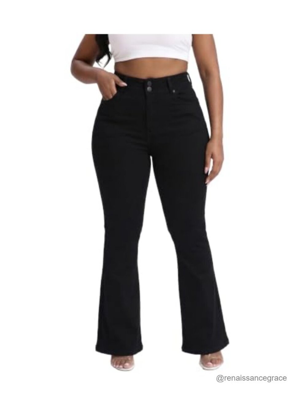 Plus Size Stretchy Bootcut High Waisted Flare Jeans Curvy Women